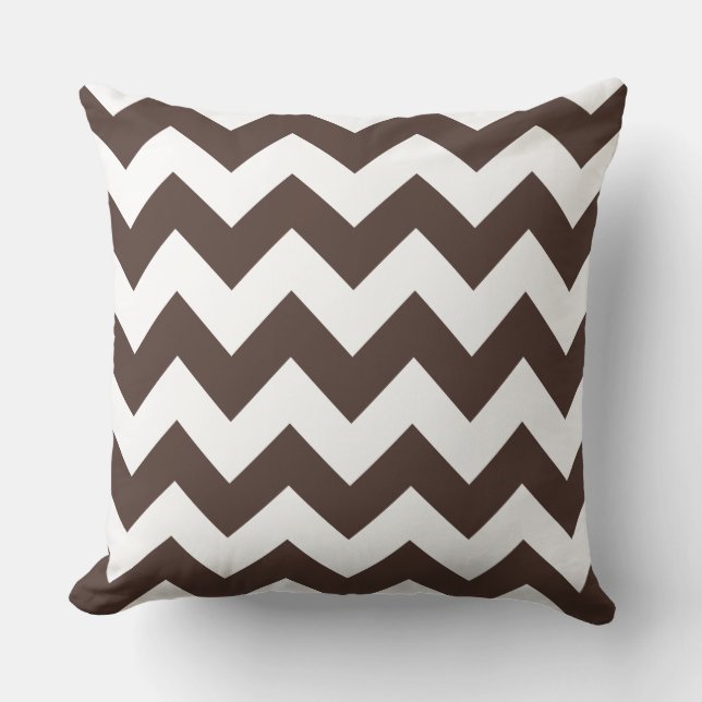 Almohada de rayas en zig-zag marrón (Anverso)