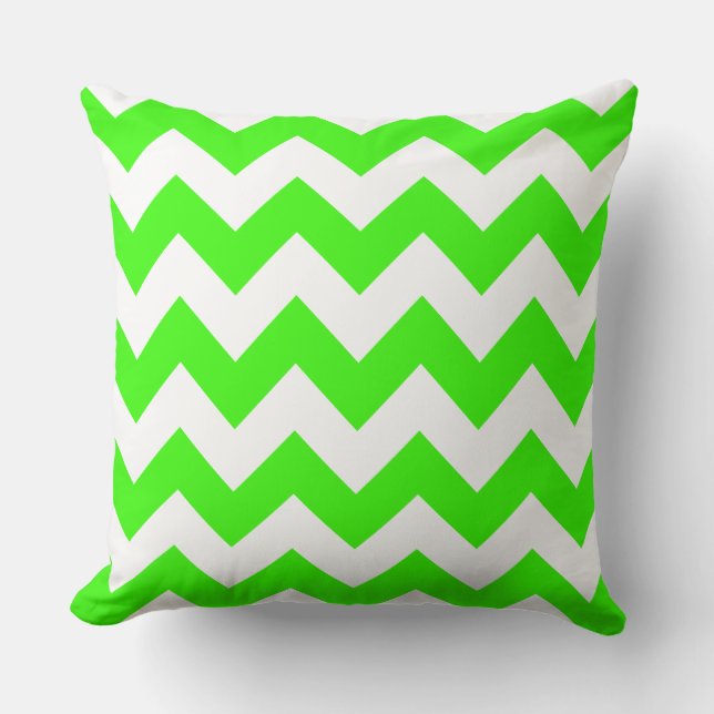 Almohada de rayas en zig zag verde brillante (Anverso)