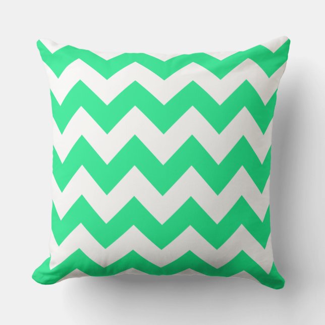 Almohada de rayas en zig-zag Verde Primavera (Anverso)