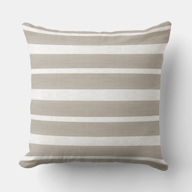 Almohada de rayas moderna neutra y blanca (Anverso)