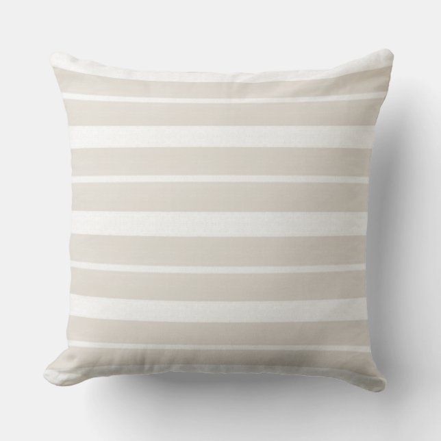 Almohada de rayas modernas neutrales naturales (Anverso)