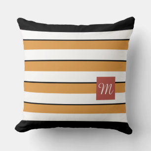 Almohada de rayas negras y doradas modernas