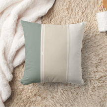 Almohada de rayas pastel verde salvia beige