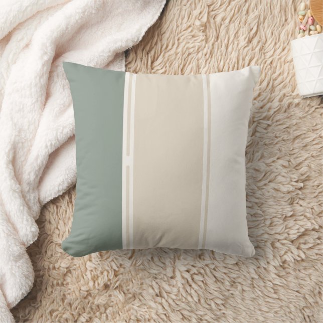 Almohada de rayas pastel verde salvia beige (Manta)