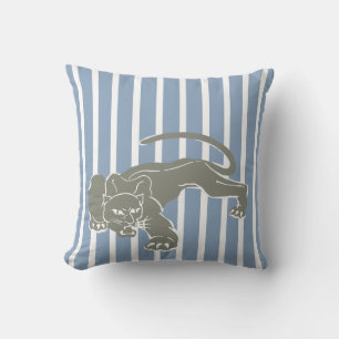 Almohada de rayas safari azul roca con leopardo