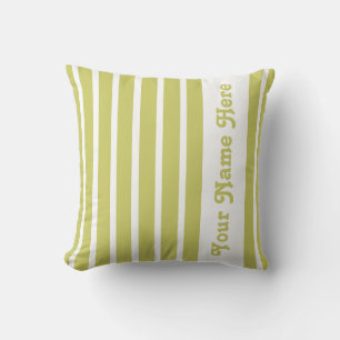 Almohada de rayas safari caqui con nombre