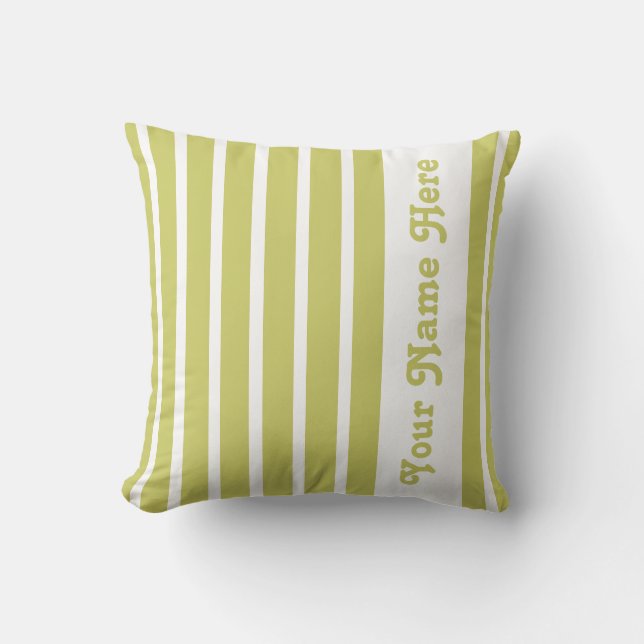 Almohada de rayas safari caqui con nombre (Anverso)
