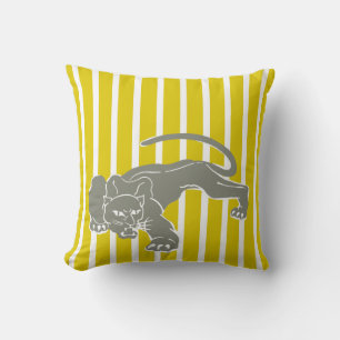 Almohada de rayas safari con leopardo Golden Poppy