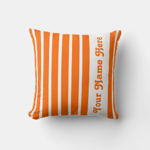 Almohada de rayas Safari Tangerina con nombre