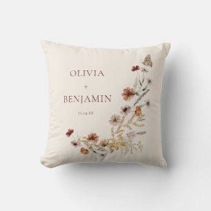 Almohada de recuerdo de boda personalizada Boho Fl