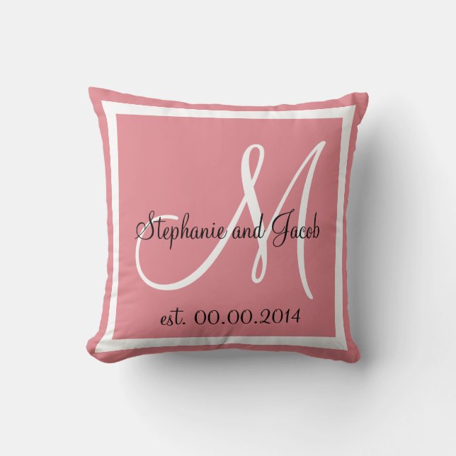 Almohada de recuerdo de boda rosa polvorienta (Anverso)