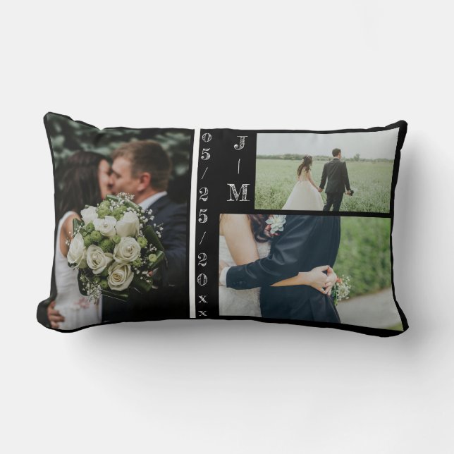 Almohada de regalo de boda con monograma de varias (Anverso)