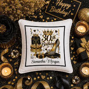Almohada de regalo de cumpleaños número 30 Gold Gl