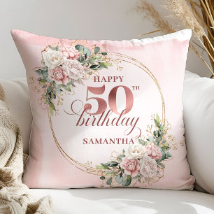 Almohada de regalo de cumpleaños número 50 en acua