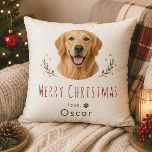 Almohada de regalo de Navidad con foto de mascota
