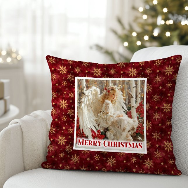 Almohada de regalo de Navidad de ángel victoriano  (Warm Victorian Angel Christmas Gift Pillow)