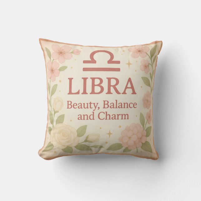 Almohada de regalo Libra – Belleza, Equilibrio y E (Anverso)