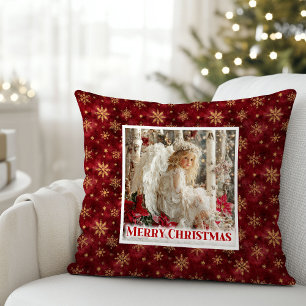 Almohada de regalo roja y dorada de arte vintage á