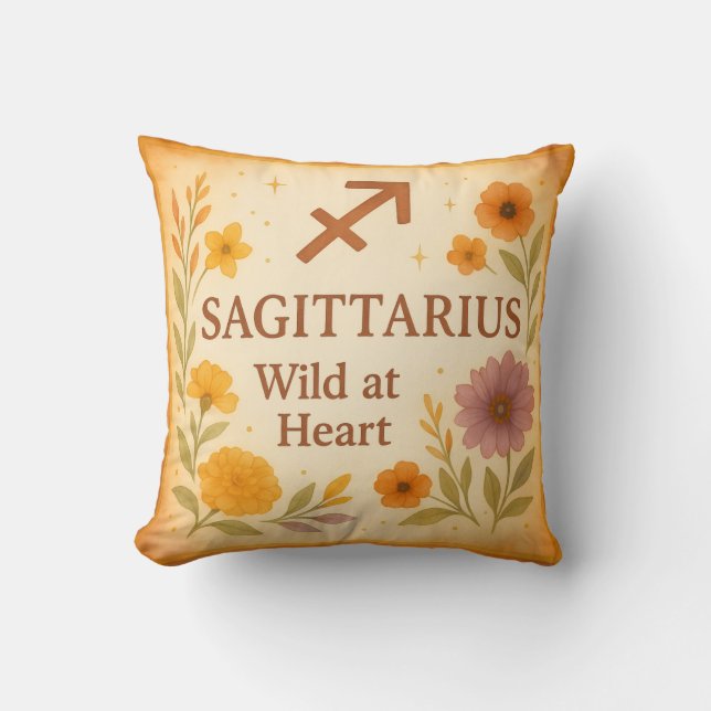 Almohada de regalo Sagitario – Astrología Salvaje  (Anverso)