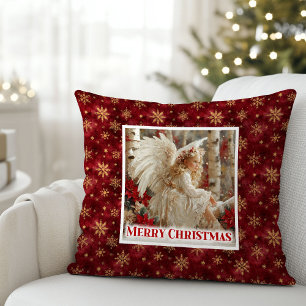 Almohada de regalo victoriana de ángel rojo y dora