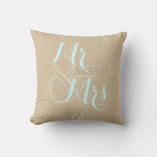Almohada de remolino de bronceado de boda Sr. y Sr