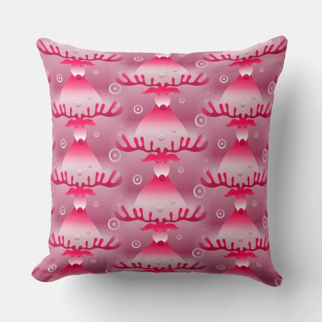 almohada de reno rosa (Anverso)