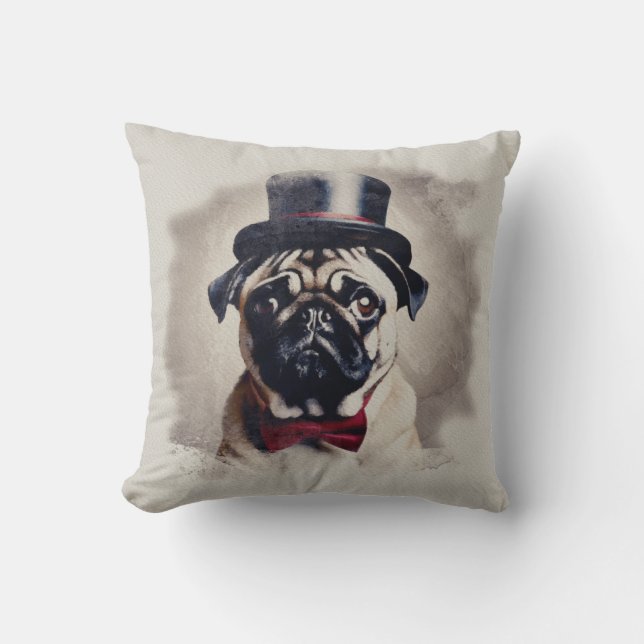 Almohada de retrato de pulsera de esmoqueta azul y (Anverso)
