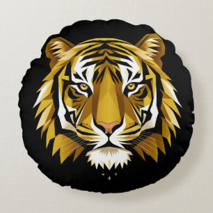 Almohada de retrato de tigre geométrico con formas