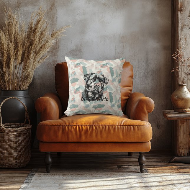 Almohada de retrato personalizado de Rottweiler co (Subido por el creador)