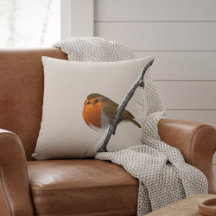 Almohada de Robin Bird Winter Branch Natural