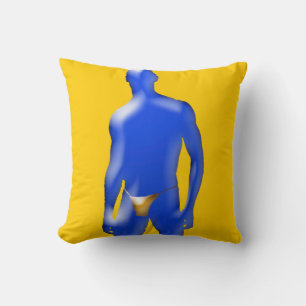 Almohada de ropa interior naranja de hombre azul