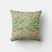 Almohada de rosa rosa vintage en aqua menta