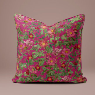 Almohada de rosa vintage rosa en fucsia audaz