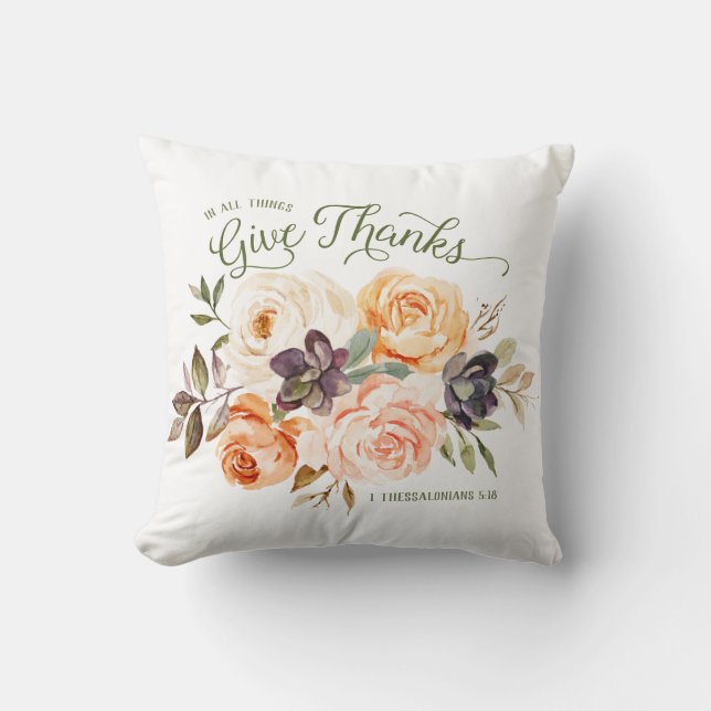 Almohada De Rosas Florales 'En Todas Las Cosas Dad (Anverso)