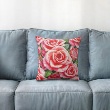 Almohada de rosas rosadas
