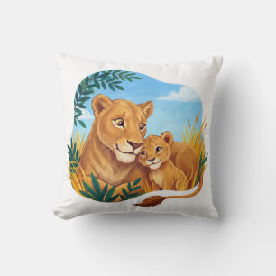 Almohada de safari de leona y cachorro para nurser
