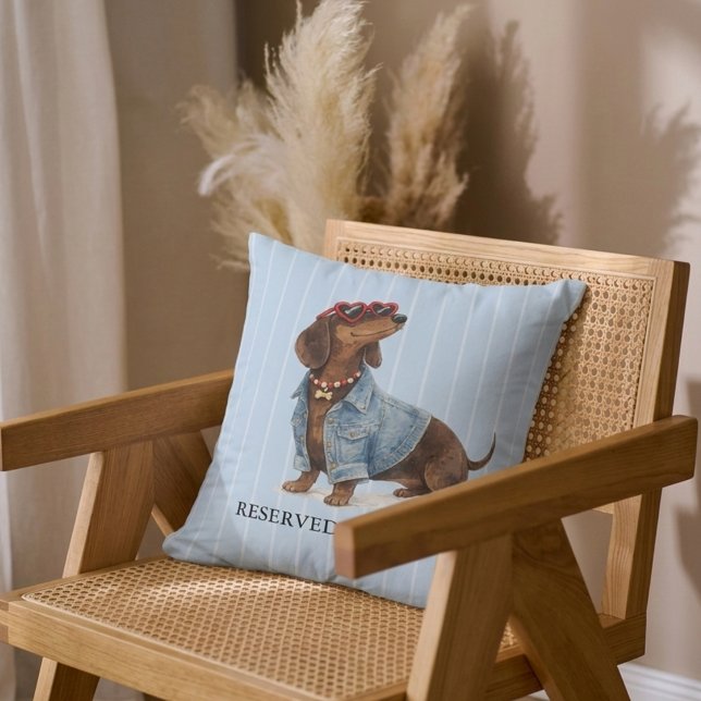 Almohada de salchicha de dachshund lindo con jeans (Subido por el creador)