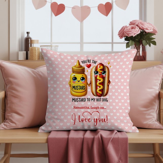 Almohada de San Valentín con nombre personalizado  (Custom Name Funny Fruit Love Pun Valentine Pillow

)