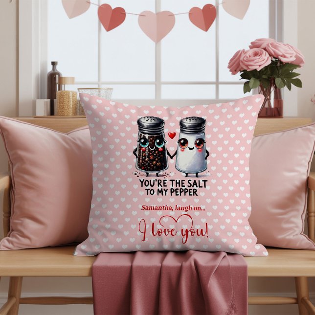 Almohada de San Valentín con Pareja de Comida Pers (Personalized Food Couple Pun Valentine Pillow

)