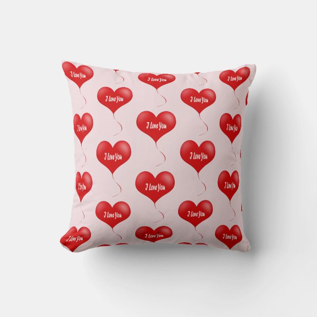 Almohada de San Valentín – Corazones y Rosas Rojas (Anverso)