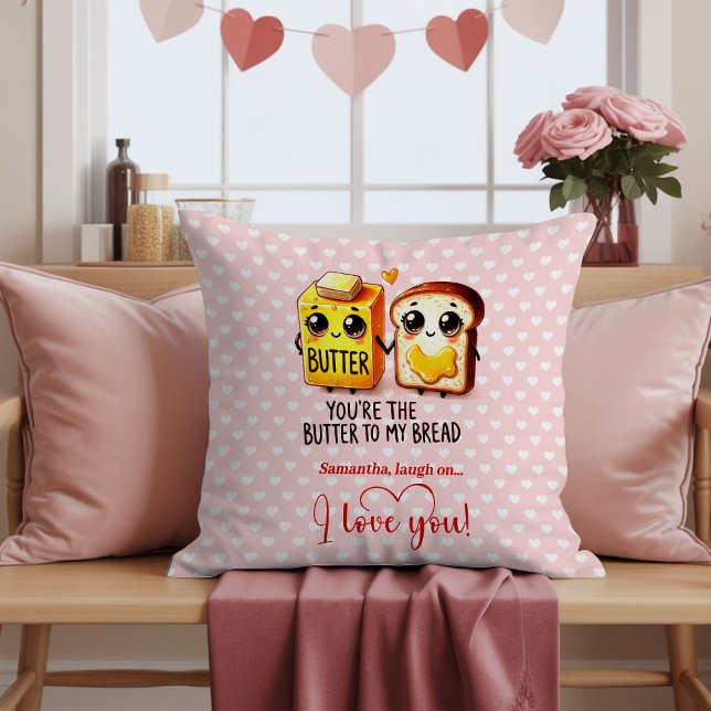 Almohada de San Valentín de comida divertida con n (Custom Name Funny Food Valentine Pillow)