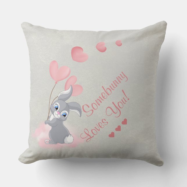 Almohada de San Valentín de conejo de dibujos anim (Anverso)