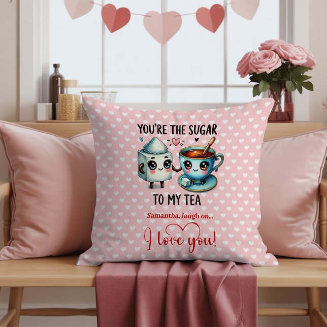 Almohada de San Valentín de dibujos animados de co (Custom Name Funny Food Cartoon Valentine Pillow

)
