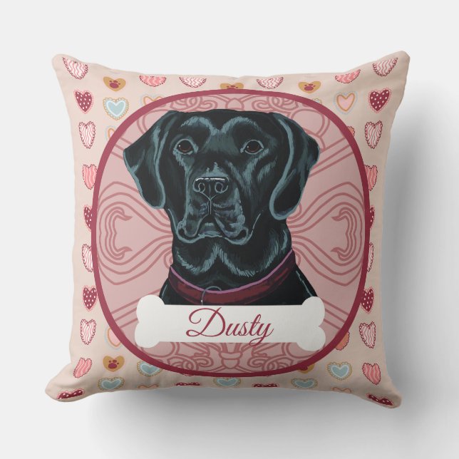 Almohada de San Valentín de Labrador Retriever Neg (Anverso)