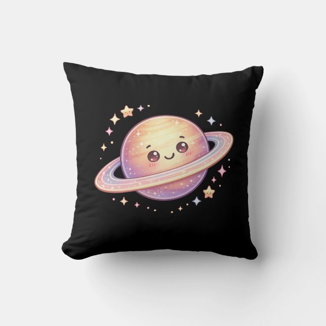 Almohada de Saturno Planeta Espacio Kawaii (Anverso)