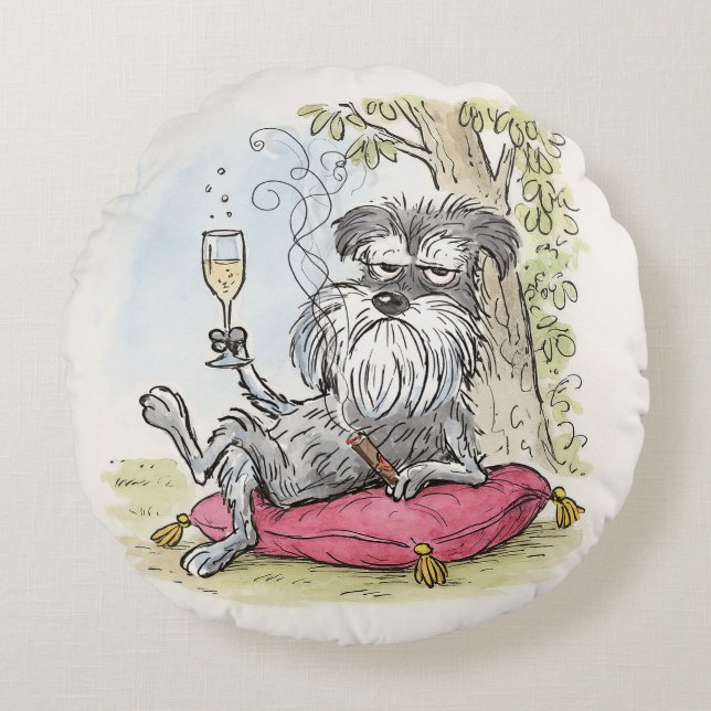 Almohada de Schnauzer Gris Mimado Especial (Anverso)