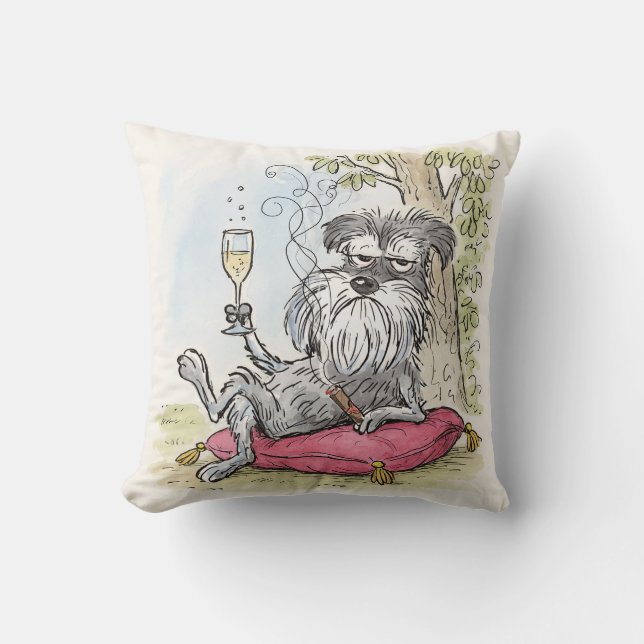 Almohada de Schnauzer Gris Mimado Especial (Anverso)