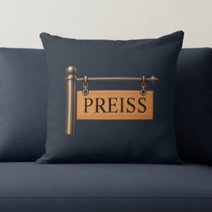 Almohada de señal de madera colgante con apellido