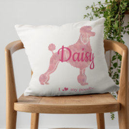 Almohada de silueta de caniche rosa pastel persona