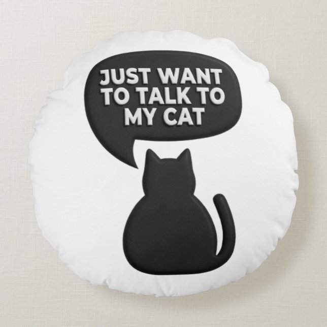 Almohada de Silueta de Gato Negro Divertida| Masco (Anverso)